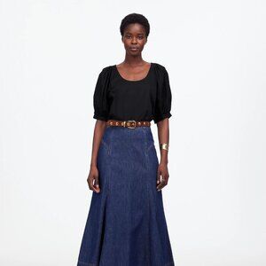 Madewell Relaxed Scoopneck Short-Sleeve Top in True Black, Size Small